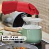 imageBPAFree Soft Silicone Oven Mitts  Ultra Heat Resistant Oven Mitts with Thick Cotton Liner  Extra Long Slip Resistant Pot Holders Flexible Oven Gloves  RedBlack 147quotRed