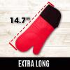 imageBPAFree Soft Silicone Oven Mitts  Ultra Heat Resistant Oven Mitts with Thick Cotton Liner  Extra Long Slip Resistant Pot Holders Flexible Oven Gloves  RedBlack 147quotCanyon Red