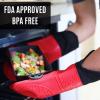 imageBPAFree Soft Silicone Oven Mitts  Ultra Heat Resistant Oven Mitts with Thick Cotton Liner  Extra Long Slip Resistant Pot Holders Flexible Oven Gloves  RedBlack 147quotCanyon Red