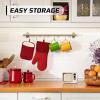 imageBPAFree Soft Silicone Oven Mitts  Ultra Heat Resistant Oven Mitts with Thick Cotton Liner  Extra Long Slip Resistant Pot Holders Flexible Oven Gloves  RedBlack 147quotRed