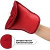 imageBPAFree Soft Silicone Oven Mitts  Ultra Heat Resistant Oven Mitts with Thick Cotton Liner  Extra Long Slip Resistant Pot Holders Flexible Oven Gloves  RedBlack 147quotRed
