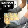 imageBPAFree Soft Silicone Oven Mitts  Ultra Heat Resistant Oven Mitts with Thick Cotton Liner  Extra Long Slip Resistant Pot Holders Flexible Oven Gloves  RedBlack 147quotGray