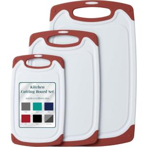 imageCutting Boards for Kitchen  BPAFree Chopping Board  Different Sizes ampamp Non Slip Handles  Reversible Large Cutting Board Set  Unique Gifts for Cooks Who Have Everything  3Pack Navy BlueRed