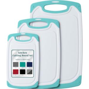 imageCutting Boards for Kitchen  BPAFree Chopping Board  Different Sizes ampamp Non Slip Handles  Reversible Large Cutting Board Set  Unique Gifts for Cooks Who Have Everything  3Pack Navy BlueAqua
